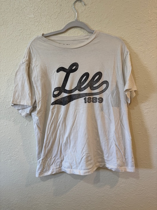 Lee Tops - Lee White Short Sleeve Logo Tee with Black Script